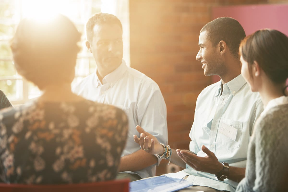 people chatting in group